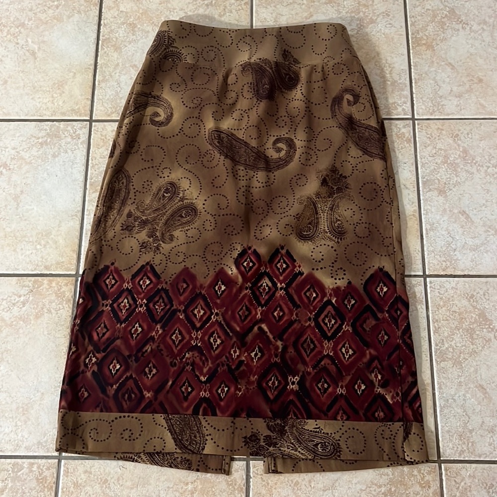 Vintage Requirements Southwestern Aztec Paisley Midi Skirt, Sz‎ 8